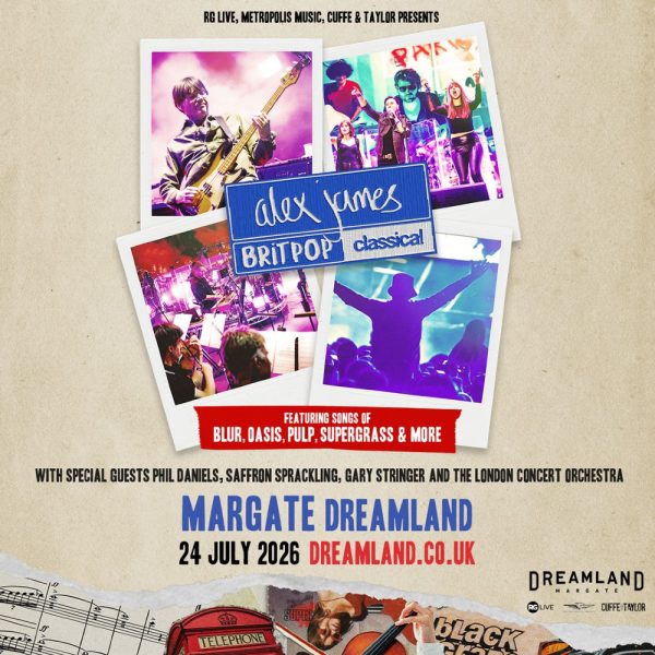 Tour poster showing Alex James' Britpop Classical artwork with Dreamland Margate date